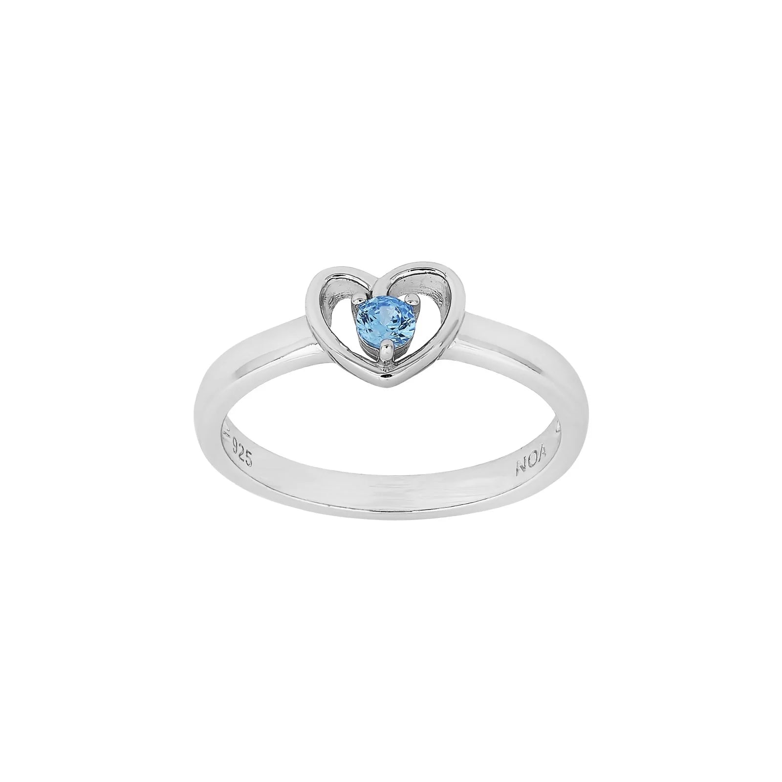 Rhod. sølvbørnering hjerte m/lyseblå cz - Urma.dk