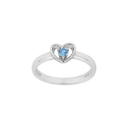 Rhod. sølvbørnering hjerte m/lyseblå cz - Urma.dk