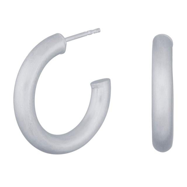 Rhod. sølvcreoler mat SIMPLE52 25mm - Urma.dk