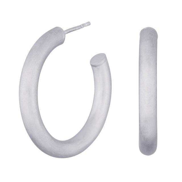 Rhod. sølvcreoler mat SIMPLE52 30mm - Urma.dk