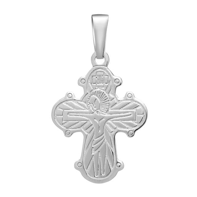 Rhod. sølvdagmarkors m/fadervor 24mm - Urma.dk