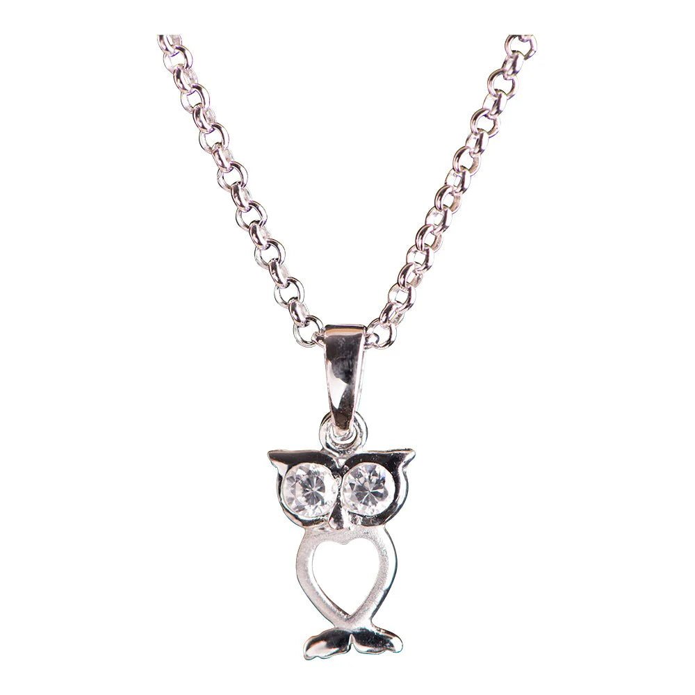 Rhod. sølvhalskæde ugle m/cz - Urma.dk