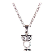 Rhod. sølvhalskæde ugle m/cz - Urma.dk