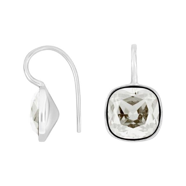 Rhod. sølvøreh. m/kvartsglas facetteret farve01 - Urma.dk