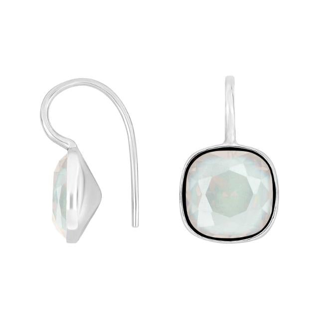 Rhod. sølvøreh. m/kvartsglas facetteret farve04 - Urma.dk