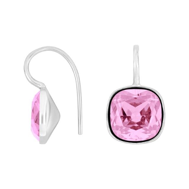 Rhod. sølvøreh. m/kvartsglas facetteret farve11 - Urma.dk