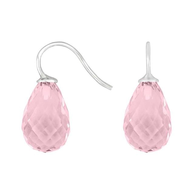 Rhod. sølvøreh. m/kvartsglas facetteret farve11 - Urma.dk