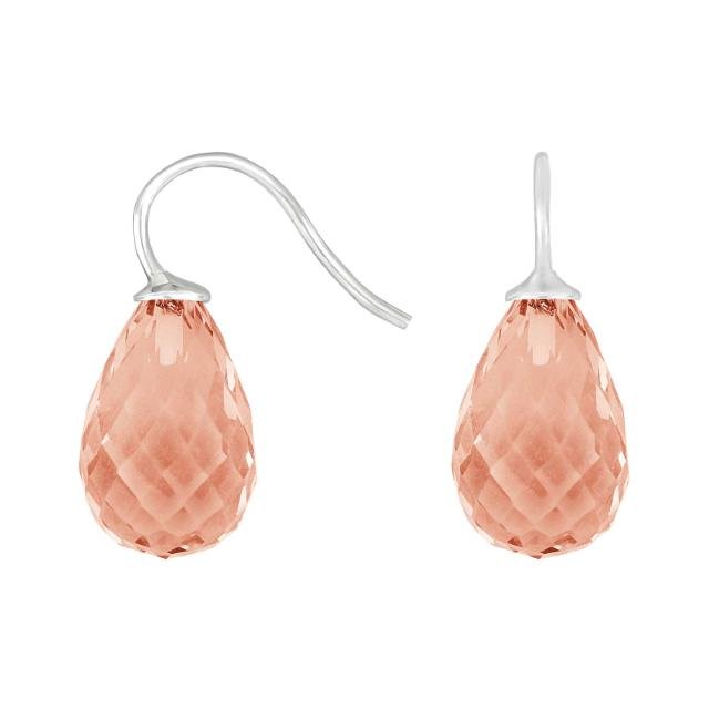 Rhod. sølvøreh. m/kvartsglas facetteret farve12 - Urma.dk