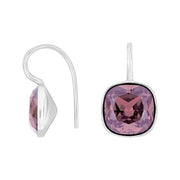 Rhod. sølvøreh. m/kvartsglas facetteret farve13 - Urma.dk