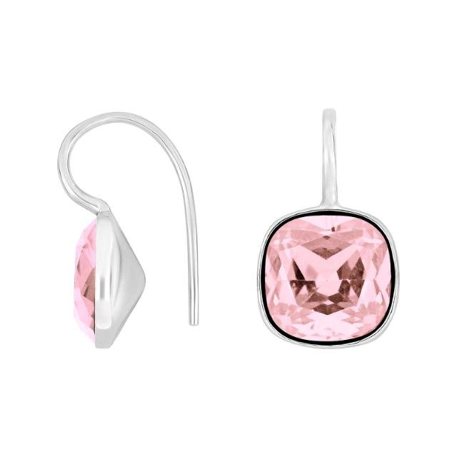 Rhod. sølvøreh. m/kvartsglas facetteret farve24 - Urma.dk