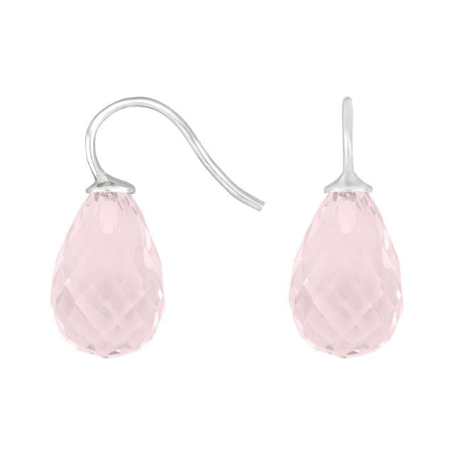 Rhod. sølvøreh. m/kvartsglas facetteret farve25 - Urma.dk