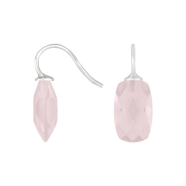 Rhod. sølvøreh. m/kvartsglas facetteret farve25 - Urma.dk