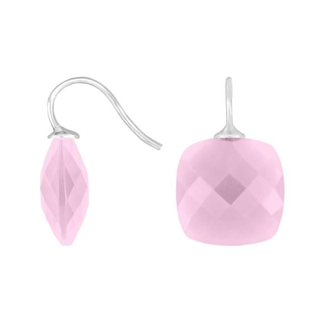 Rhod. sølvøreh. m/kvartsglas facetteret farve25 - Urma.dk