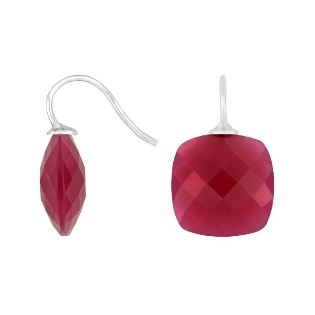 Rhod. sølvøreh. m/kvartsglas facetteret farve28 - Urma.dk