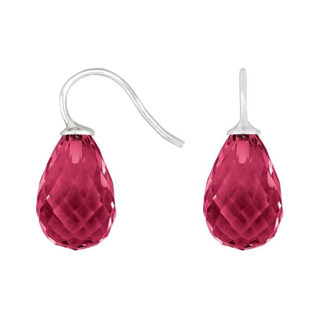 Rhod. sølvøreh. m/kvartsglas facetteret farve30 - Urma.dk