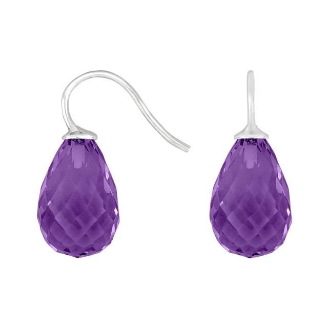 Rhod. sølvøreh. m/kvartsglas facetteret farve32 - Urma.dk