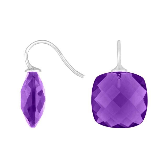 Rhod. sølvøreh. m/kvartsglas facetteret farve32 - Urma.dk