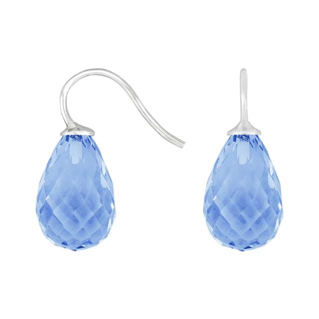 Rhod. sølvøreh. m/kvartsglas facetteret farve36 - Urma.dk