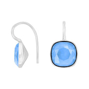 Rhod. sølvøreh. m/kvartsglas facetteret farve37 - Urma.dk