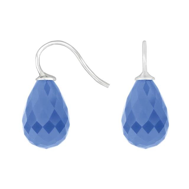 Rhod. sølvøreh. m/kvartsglas facetteret farve39 - Urma.dk