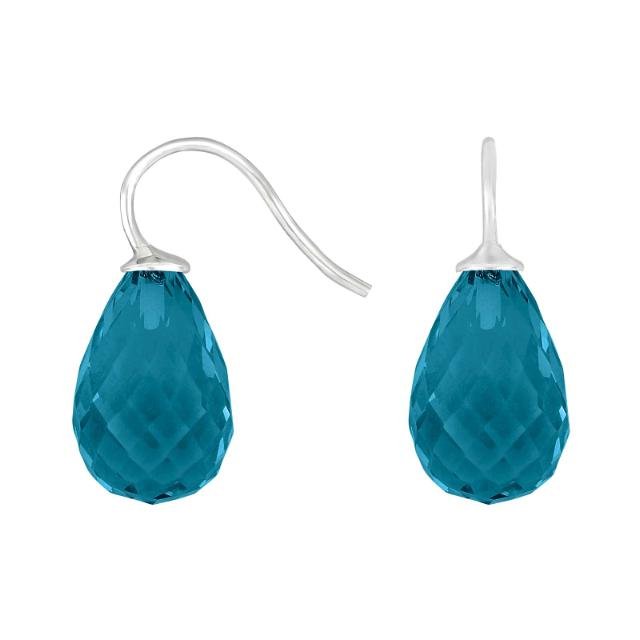 Rhod. sølvøreh. m/kvartsglas facetteret farve42 - Urma.dk