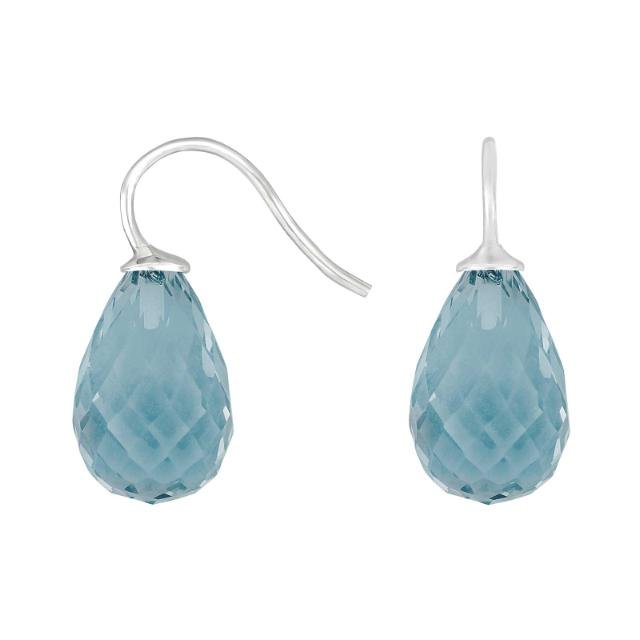 Rhod. sølvøreh. m/kvartsglas facetteret farve47 - Urma.dk