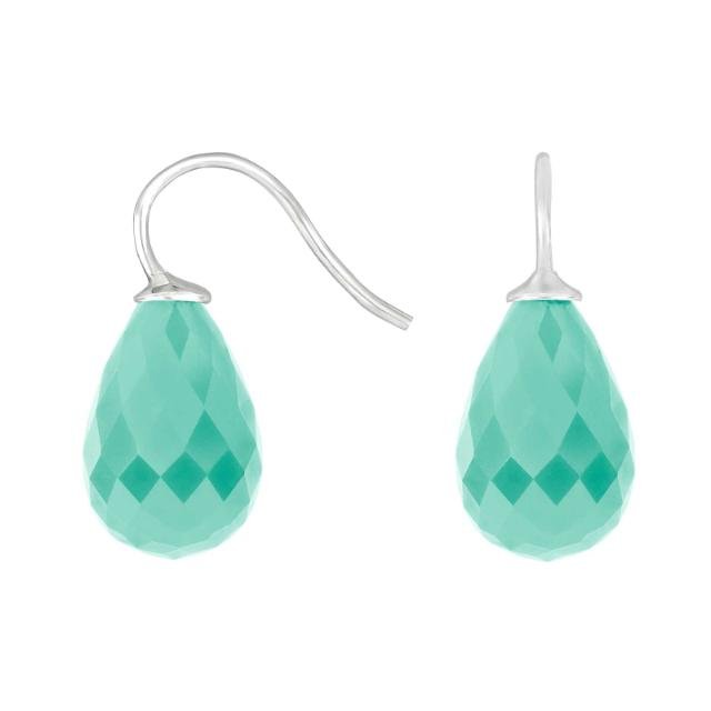 Rhod. sølvøreh. m/kvartsglas facetteret farve49 - Urma.dk