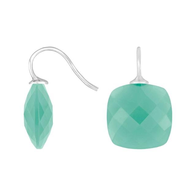 Rhod. sølvøreh. m/kvartsglas facetteret farve49 - Urma.dk