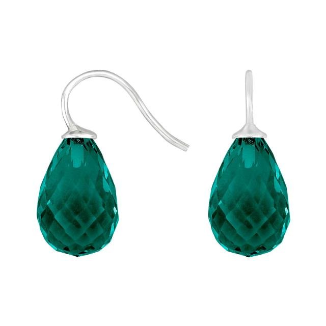 Rhod. sølvøreh. m/kvartsglas facetteret farve53 - Urma.dk