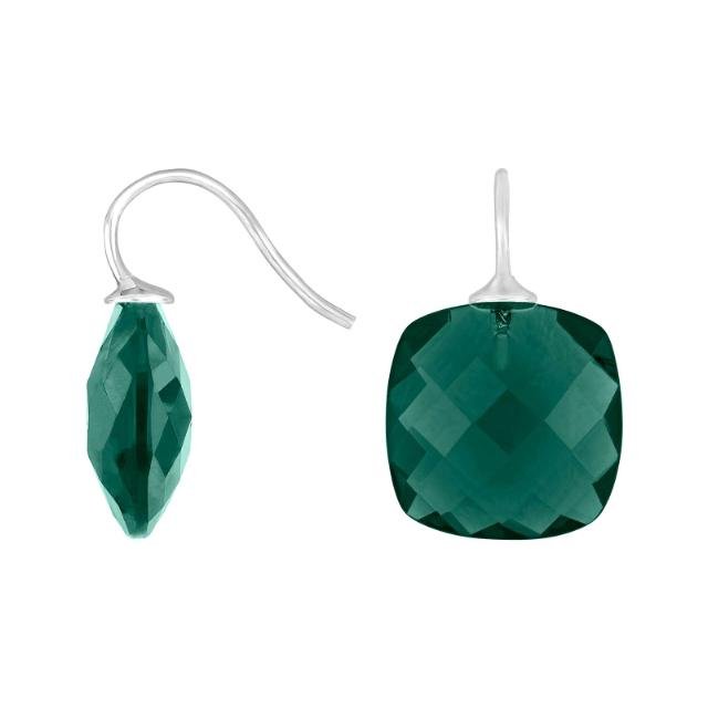 Rhod. sølvøreh. m/kvartsglas facetteret farve53 - Urma.dk