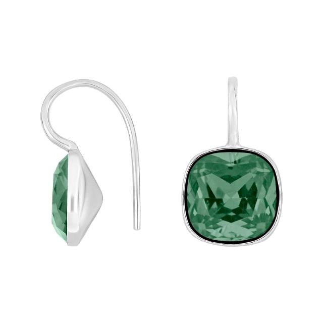 Rhod. sølvøreh. m/kvartsglas facetteret farve60 - Urma.dk