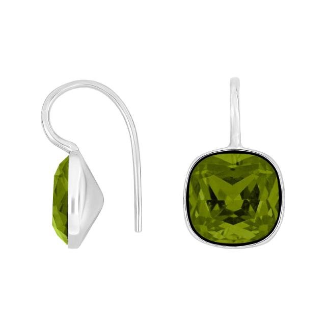 Rhod. sølvøreh. m/kvartsglas facetteret farve61 - Urma.dk