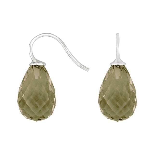 Rhod. sølvøreh. m/kvartsglas facetteret farve61 - Urma.dk