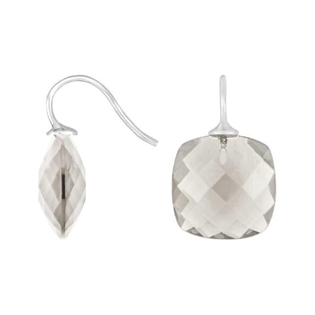 Rhod. sølvøreh. m/kvartsglas facetteret farve66 - Urma.dk