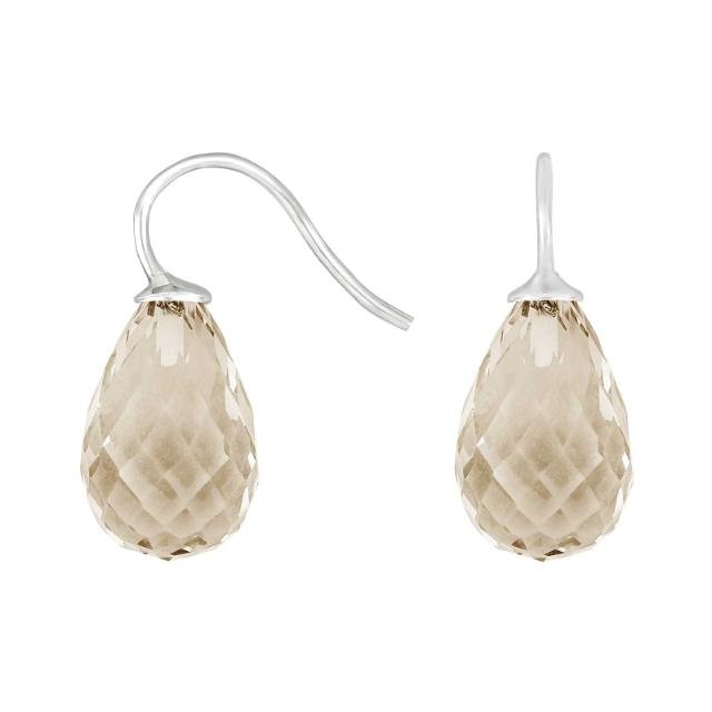 Rhod. sølvøreh. m/kvartsglas facetteret farve66 - Urma.dk