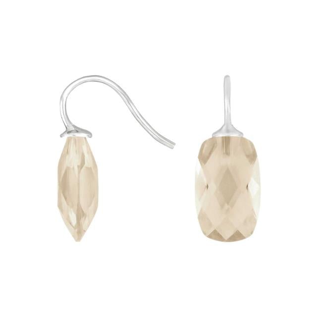 Rhod. sølvøreh. m/kvartsglas facetteret farve66 - Urma.dk