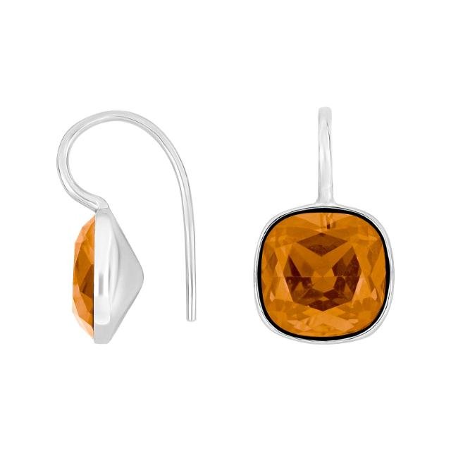 Rhod. sølvøreh. m/kvartsglas facetteret farve69 - Urma.dk