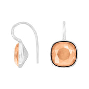 Rhod. sølvøreh. m/kvartsglas facetteret farve70 - Urma.dk