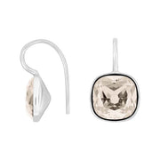 Rhod. sølvøreh. m/kvartsglas facetteret farve75 - Urma.dk