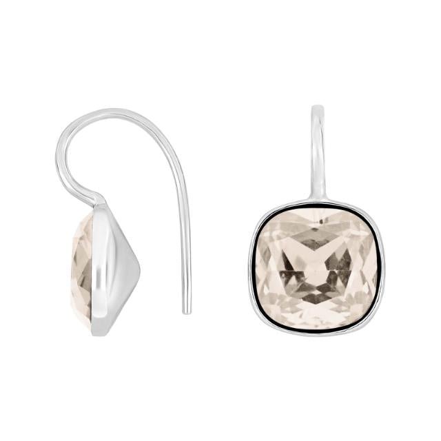 Rhod. sølvøreh. m/kvartsglas facetteret farve75 - Urma.dk