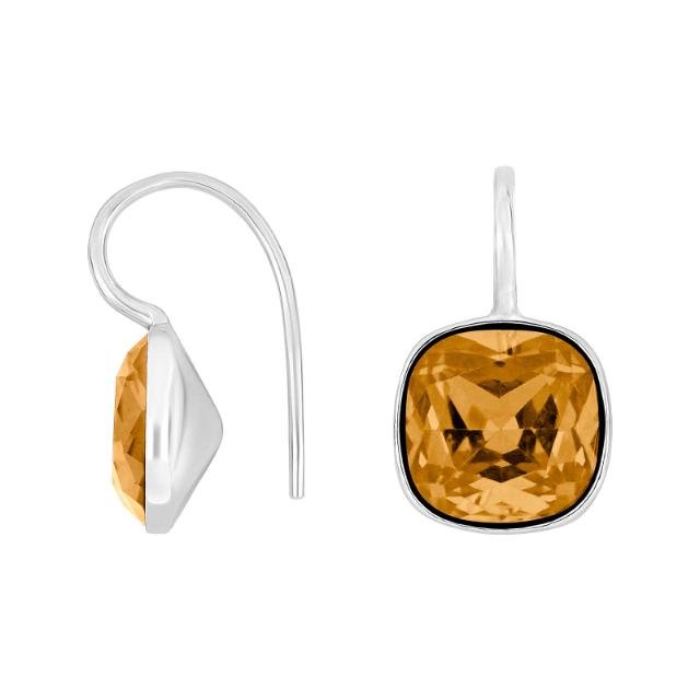 Rhod. sølvøreh. m/kvartsglas facetteret farve76 - Urma.dk