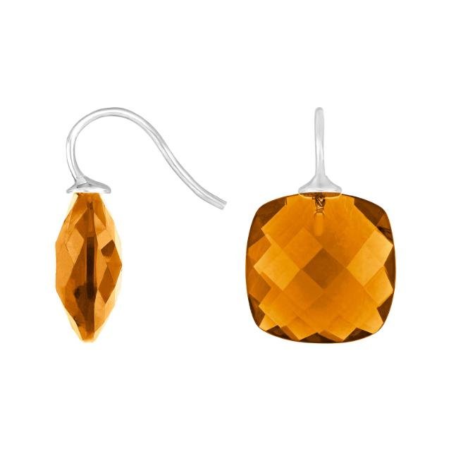 Rhod. sølvøreh. m/kvartsglas facetteret farve76 - Urma.dk