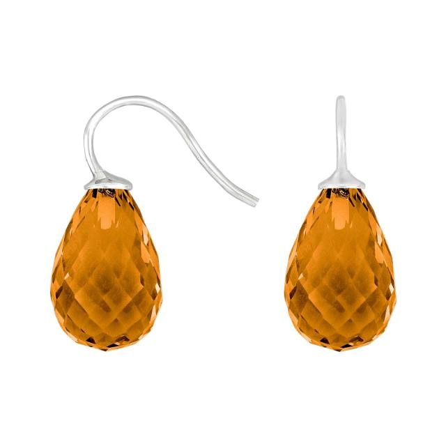 Rhod. sølvøreh. m/kvartsglas facetteret farve76 - Urma.dk