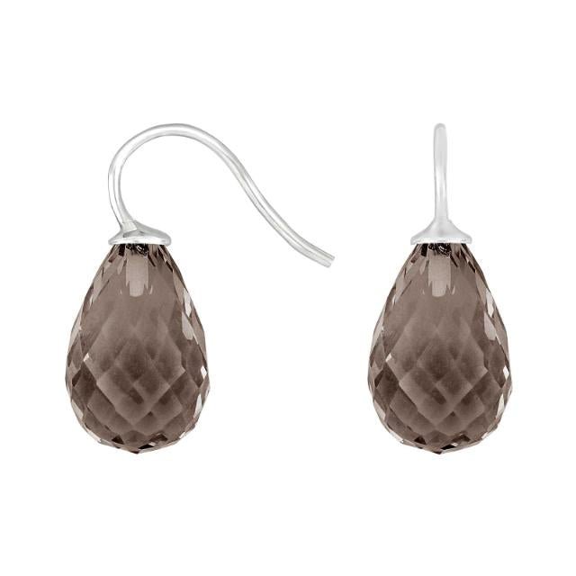 Rhod. sølvøreh. m/kvartsglas facetteret farve86 - Urma.dk