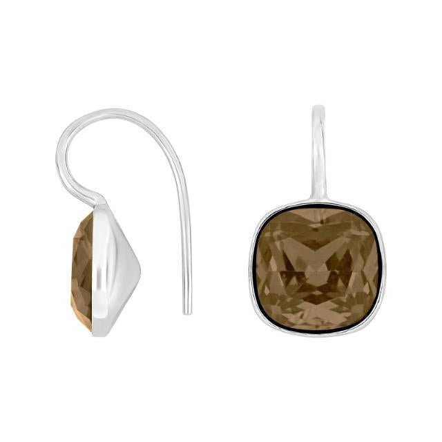 Rhod. sølvøreh. m/kvartsglas facetteret farve86 - Urma.dk