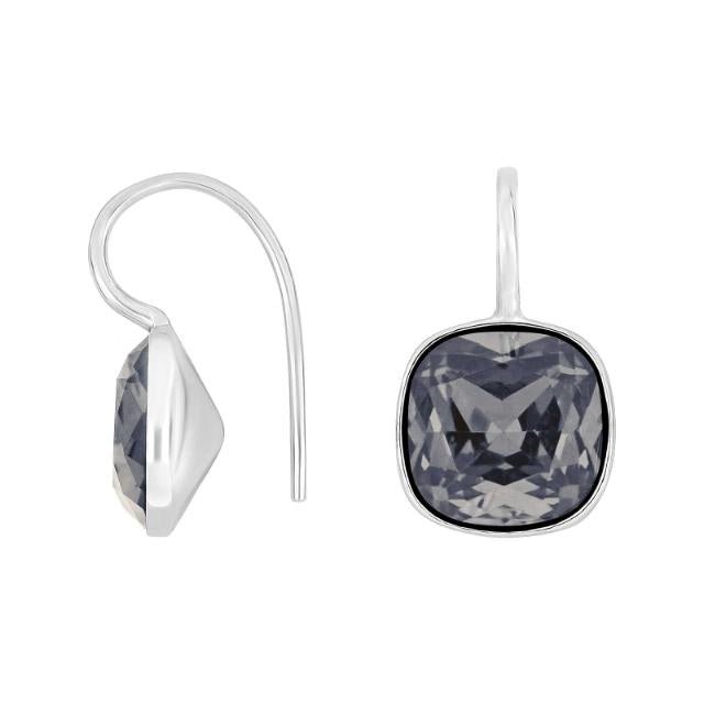 Rhod. sølvøreh. m/kvartsglas facetteret farve90 - Urma.dk