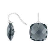 Rhod. sølvøreh. m/kvartsglas facetteret farve91 - Urma.dk