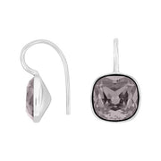 Rhod. sølvøreh. m/kvartsglas facetteret farve91 - Urma.dk