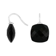 Rhod. sølvøreh. m/kvartsglas facetteret farve95 - Urma.dk