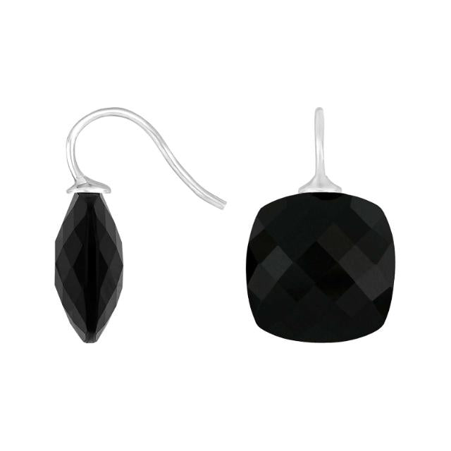 Rhod. sølvøreh. m/kvartsglas facetteret farve95 - Urma.dk